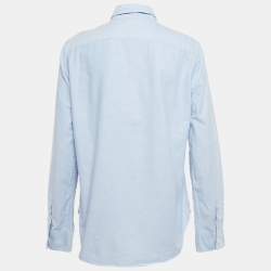 مملوكة مسبقًا Ralph Lauren Blue Logo Embroidered Cotton Full Sleeve Shirt L 