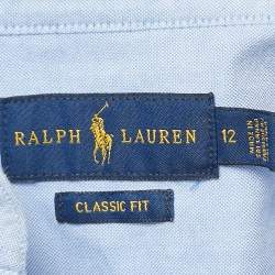 مملوكة مسبقًا Ralph Lauren Blue Logo Embroidered Cotton Full Sleeve Shirt L 