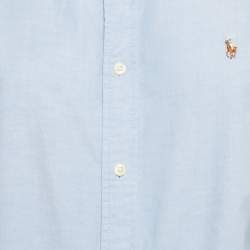 مملوكة مسبقًا Ralph Lauren Blue Logo Embroidered Cotton Full Sleeve Shirt L 