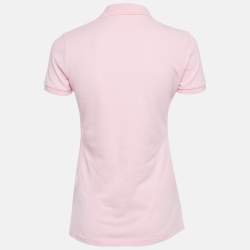 Pre Owned Ralph Lauren Pink Logo Embroidered Cotton Skinny Polo T-Shirt S 