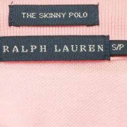 Pre Owned Ralph Lauren Pink Logo Embroidered Cotton Skinny Polo T-Shirt S 