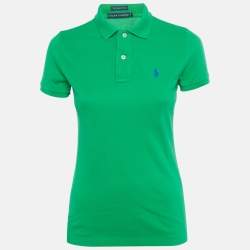 Pre Owned Ralph Lauren Green Logo Embroidered Cotton Skinny Polo T-Shirt S 