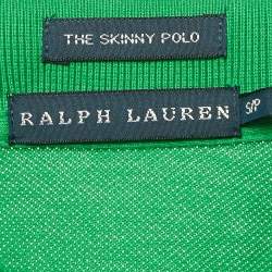 Pre Owned Ralph Lauren Green Logo Embroidered Cotton Skinny Polo T-Shirt S