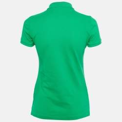 Pre Owned Ralph Lauren Green Logo Embroidered Cotton Skinny Polo T-Shirt S