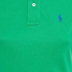 Pre Owned Ralph Lauren Green Logo Embroidered Cotton Skinny Polo T-Shirt S
