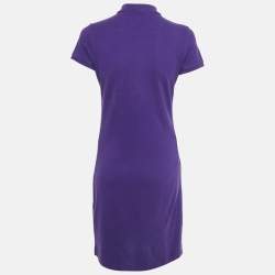 Pre Owned Ralph Lauren Purple Logo Embroidered Cotton Mini Polo T-Shirt Dress S
