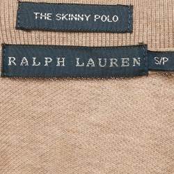 Pre Owned Ralph Lauren Brown Logo Embroidered Cotton Skinny Polo T-Shirt S