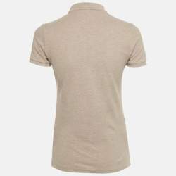 Pre Owned Ralph Lauren Brown Logo Embroidered Cotton Skinny Polo T-Shirt S