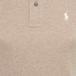 Pre Owned Ralph Lauren Brown Logo Embroidered Cotton Skinny Polo T-Shirt S