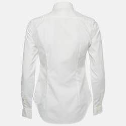 Pre Owned Ralph Lauren Sports White Logo Embroidered Cotton Tailored Shirt S