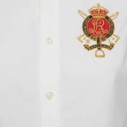 Pre Owned Ralph Lauren Sports White Logo Embroidered Cotton Tailored Shirt S