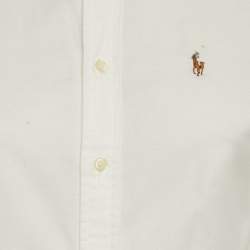 Pre Owned Ralph Lauren White Logo Embroidered Cotton Slim Fit Shirt S