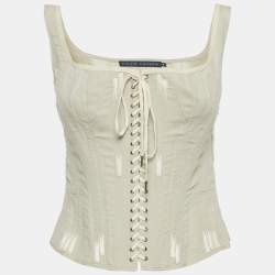 Pre Owned Ralph Lauren Linen Blend Lace-Up Corset Top S