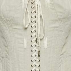 Pre Owned قميص كورسيه برباط قماش قنب من رالف لورين مقاس صغير - سمول