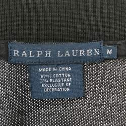 Pre Owned Ralph Lauren Black Logo Embroidered Cotton Polo T-Shirt M
