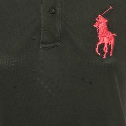 Pre Owned Ralph Lauren Black Logo Embroidered Cotton Polo T-Shirt M