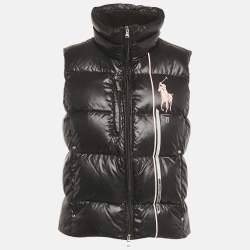 Pre Owned Ralph Lauren Black Printed Synthetic Down Vest M