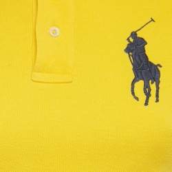 Pre Owned Ralph Lauren White Suede Trim Cotton Pique Polo T-Shirt S