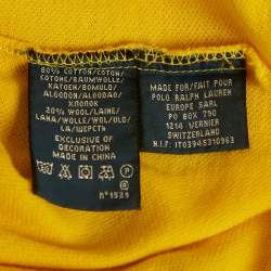 Pre Owned Ralph Lauren White Suede Trim Cotton Pique Polo T-Shirt S