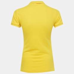 Pre Owned Ralph Lauren White Suede Trim Cotton Pique Polo T-Shirt S