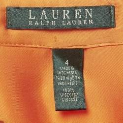 مملوكة مسبقًا Ralph Lauren Orange Satin Belted Shirt Dress S 