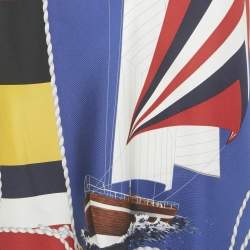 Pre Owned Ralph Lauren Navy Blue Nautical Print Silk Scarf Top XS