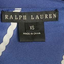 Pre Owned Ralph Lauren Navy Blue Nautical Print Silk Scarf Top XS