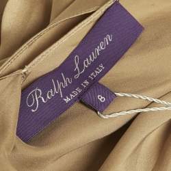 Pre Owned Ralph Lauren Gold Silk One Shoulder Asymmetric Detail Mackenzie Top M