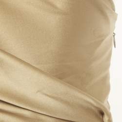 Pre Owned Ralph Lauren Gold Silk One Shoulder Asymmetric Detail Mackenzie Top M