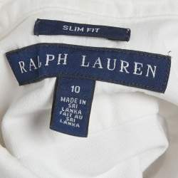 Pre Owned Ralph Lauren White Logo Embroidered Cotton Shirt L