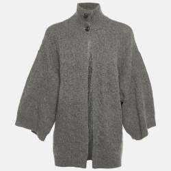 Pre Owned Ralph Lauren Sports Grey Wool Cable Knit Cardigan XS /S