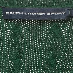 Pre Owned Ralph Lauren Green Logo Embroidered Cable Knit Sweater M