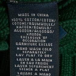 Pre Owned Ralph Lauren Green Logo Embroidered Cable Knit Sweater M
