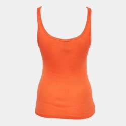 Pre Owned Ralph Lauren Orange Rib Knit Tank Top S