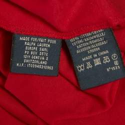Pre Owned Ralph Lauren Red Jersey Ruffled Long Sleeve Top XS