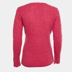 Pre Owned Ralph Lauren Sports Red Wool Cable Knit Sweater M
