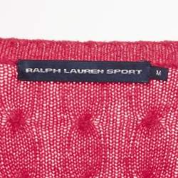 Pre Owned Ralph Lauren Sports Red Wool Cable Knit Sweater M