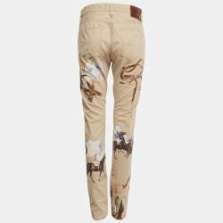 Pre Owned Ralph Lauren Beige Equestrian Print Cotton Thompson 650 Pants M