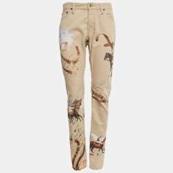 Pre Owned Ralph Lauren Beige Equestrian Print Cotton Thompson 650 Pants M