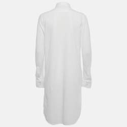 Pre Owned Ralph Lauren White Cotton Pique Shirt Dress M