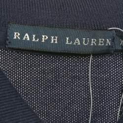 Pre Owned Ralph Lauren Blue Logo Metallic Embroidery Cotton Polo T-Shirt XS