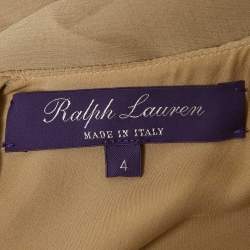 Pre Owned Ralph Lauren Beige Tulle Silk Ruffle Detail Maxi Dress S