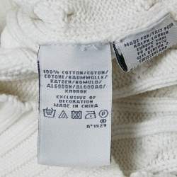 مملوكة مسبقًا Ralph Lauren Sports White Cable Knit V-Neck Sweater M