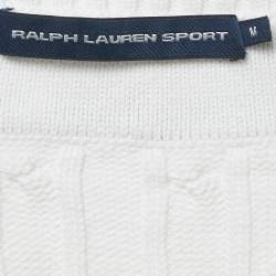 مملوكة مسبقًا Ralph Lauren Sports White Cable Knit V-Neck Sweater M