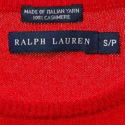 Pre Owned بلوفر رالف لورين كشمير أحمر تريكو بأكمام قصيرة صغير (سمول)