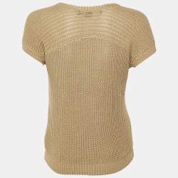 مملوكة مسبقًا Ralph Lauren Beige Cotton Knit V-Neck Jumper XS