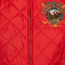 مملوكة مسبقًا Ralph Lauren Red Quilted Suede Trim Zip Up Vest M
