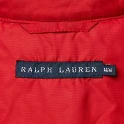 مملوكة مسبقًا Ralph Lauren Red Quilted Suede Trim Zip Up Vest M