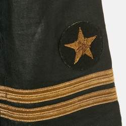 Pre Owned معطف رالف لورين كتان أسود بصفي أزرار متوسط