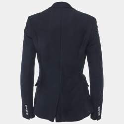 Pre Owned Ralph Lauren Navy Blue Wool Blend Bullion Jacquard Blazer S